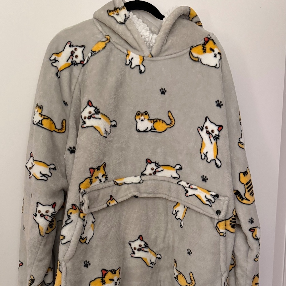 Wearable Blanket Hoodie For Adults Cute Cat